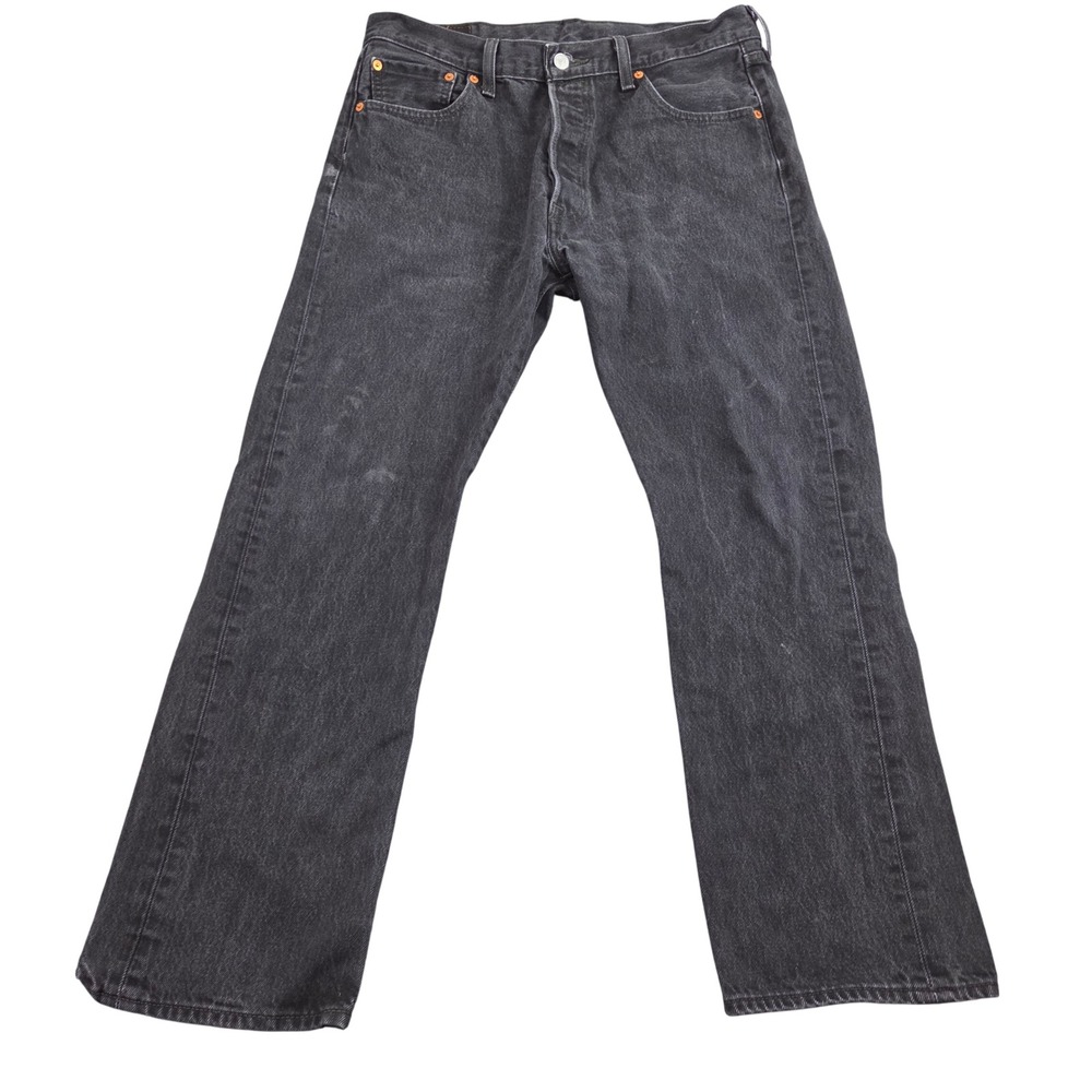 Levi 501 Jeans Mens 34x30 Black Straight Leg Denim Button Fly Casual Workwear